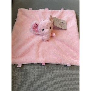 Kelly Baby Pink Elephant Baby Lovey Security Blanket Comfort Rattle Ribb…